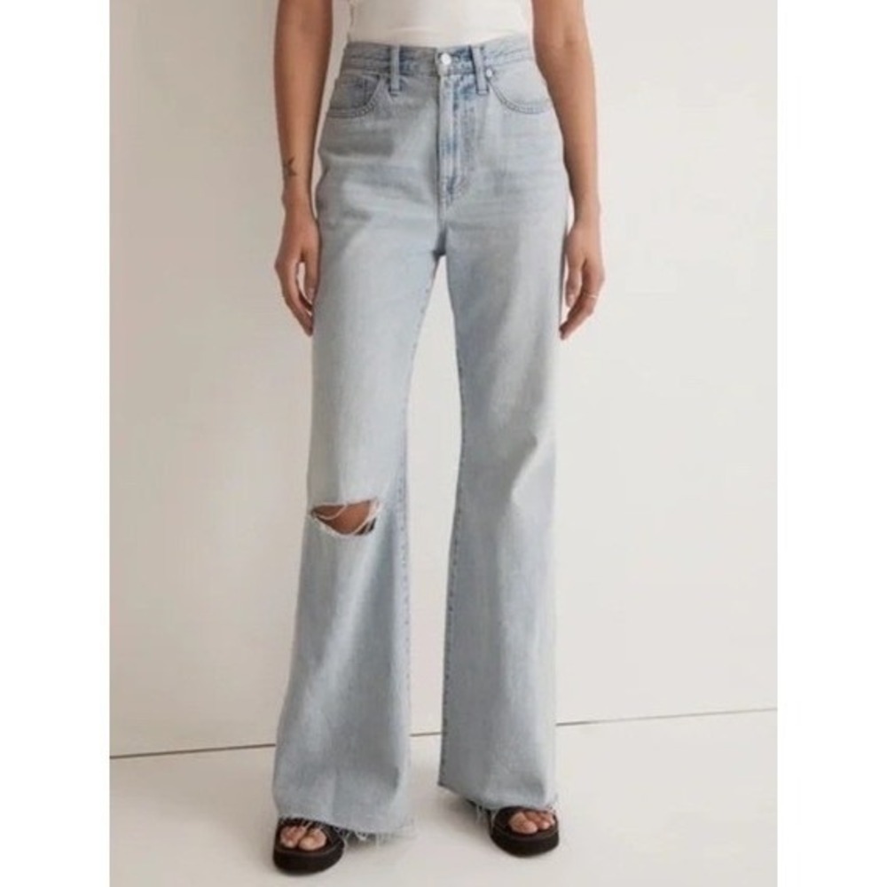 NWT Madewell Baggy Flare Jeans W27 Light Wash High Rise Magic Pockets
